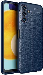 Geen Samsung Galaxy A13 5G Hoesje Back Cover met Kunstleer Textuur Blauw