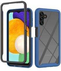 Geen Samsung Galaxy A13 Hoesje Volledig Schokbestendig Hybride Cover Blauw