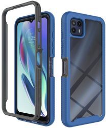 Geen Motorola Moto G50 Hoesje Volledig Schokbestendig Hybride Cover Blauw