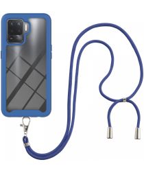 Geen Oppo Reno5 Lite Hoesje met Koord TPU Back Cover Keycord Blauw