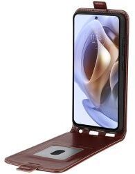 Geen Motorola Moto G31 Hoesje Verticale Flip Wallet Case Bruin