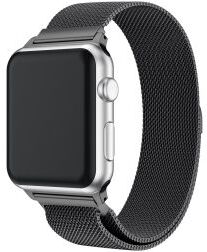 Geen Geschikt voor Apple Watch 45MM / 44MM / 42MM Bandje Milanese RVS Zwart