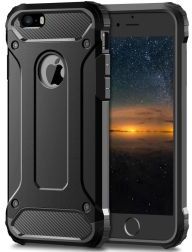 Geen Apple iPhone 5/5S/SE Hoesje Shock Proof Hybride Back Cover Zwart