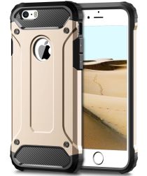 Geen Apple iPhone 5/5S/SE Hoesje Shock Proof Hybride Back Cover Goud
