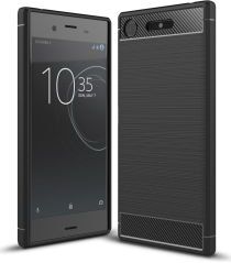 Geen Sony Xperia XZ1 Geborsteld TPU Hoesje Zwart