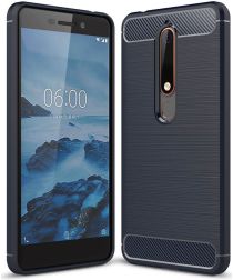 Geen Nokia 6 (2018) Geborsteld TPU Hoesje Blauw