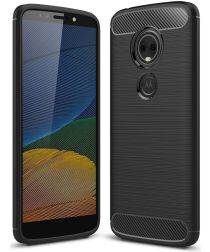 Geen Motorola Moto E5 Geborsteld TPU Hoesje Zwart