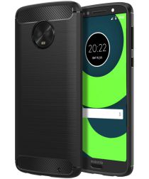 Geen Motorola Moto G6 Plus Geborsteld TPU Hoesje Zwart