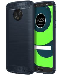 Selected by GSMpunt.nl Motorola Moto G6 Plus Geborsteld TPU Hoesje Blauw