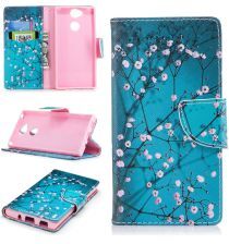 Geen Sony Xperia XA2 Lederen Portemonnee Hoesje met Pink Flowers Print