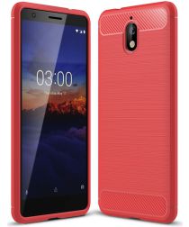 Geen Nokia 3.1 Geborsteld TPU Hoesje Rood