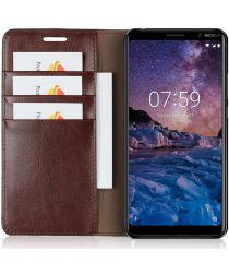 Geen Nokia 7 Plus Echt Leren Book Case Hoesje Bruin