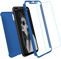 Geen Apple iPhone XS Max Full Cover Hard Case met Tempered Glass Blauw