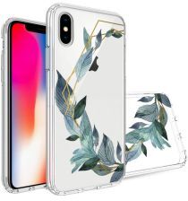 Geen Apple iPhone X Transparante Print Back Cover Hoesje Bloem