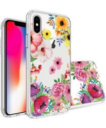 Geen Apple iPhone X Transparante Print Back Cover Hoesje Spring Flowers
