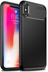 Geen Apple iPhone XS / X Siliconen Carbon Hoesje Zwart