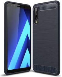 Geen Samsung Galaxy A7 2018 Geborsteld TPU Hoesje Blauw