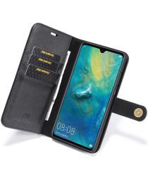 DG Ming Huawei Mate 20 Echt Leren 2-in-1 Portemonnee Hoesje Zwart