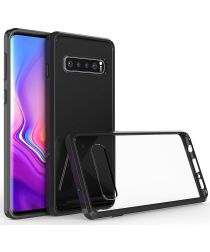 Geen Samsung Galaxy S10 Plus Hoesje Armor Back Cover Transparant Zwart