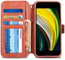 AZNS Apple iPhone SE (2020) Hoesje Retro Wallet Book Case Kunst Leer Bruin