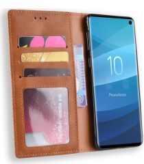 Geen Samsung Galaxy S10 Vintage Portemonnee Hoesje Bruin