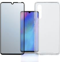 4smarts Colour Frame Tempered Glass + TPU Hoesje Huawei P30 Lite Zwart