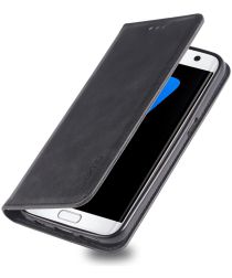 AZNS Samsung Galaxy S7 Retro Portemonnee Hoesje Zwart