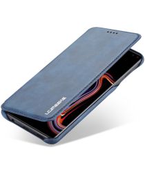 LC.IMEEKE Samsung Galaxy S10 Retro Portemonnee Flip Bookcase Hoesje Blauw
