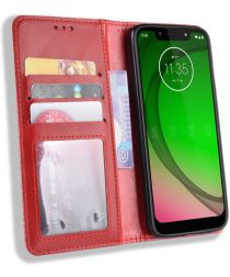 Geen Motorola Moto G7 Play Vintage Portemonnee Hoesje Rood