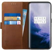 Rosso Deluxe OnePlus 7 Pro Hoesje Echt Leer Book Case Bruin