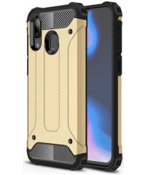 Geen Samsung Galaxy A40 Hoesje Shock Proof Hybride Back Cover Goud