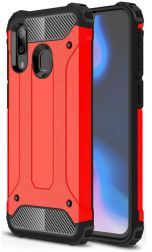 Geen Samsung Galaxy A40 Hoesje Shock Proof Hybride Back Cover Rood