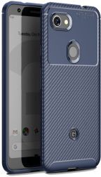 Geen Google Pixel 3a Siliconen Carbon Hoesje Blauw