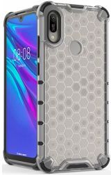 Geen Huawei Y6s / Y6 (2019) Hoesje Hybride Honinggraat Transparant/Wit