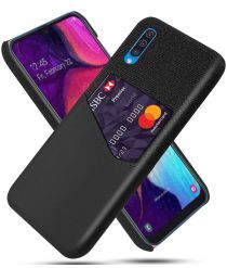 Geen Samsung Galaxy A50 Hoesje Back Cover met Kaarthouder Zwart