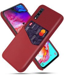 Geen Samsung Galaxy A70 Back Cover met Kaarthouder Rood