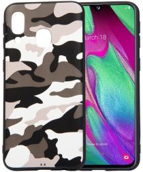 Geen Samsung Galaxy A40 TPU Hoesje met Camouflage Print Wit