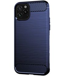 Geen Apple iPhone 11 Pro Max Geborsteld TPU Hoesje Blauw