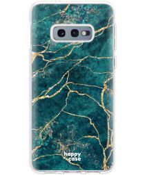 HappyCase Galaxy S10E Flexibel TPU Hoesje Aqua Marmer Print