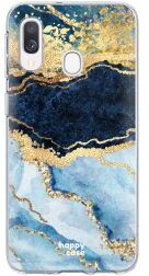 HappyCase Samsung Galaxy A40 Flexibel TPU Hoesje Blauw Marmer Print