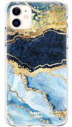 HappyCase Apple iPhone 11 Hoesje Flexibel TPU Blauw Marmer Print