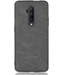 Geen OnePlus 7T Pro Back cover met Lederen Coating Zwart