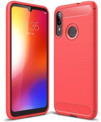 Geen Motorola Moto E6s / E6 Plus Geborsteld TPU Hoesje Rood