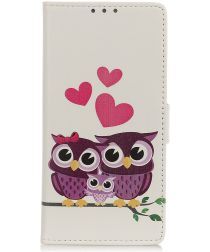 Geen Motorola One Macro Splitleren Portemonnee Hoesje Owls and Hearts