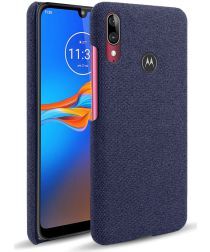 Geen Motorola Moto E6s / E6 Plus Stof Hard Back Cover Blauw