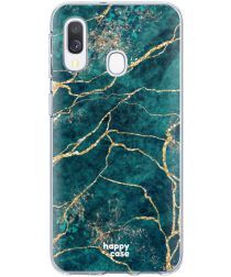 HappyCase Samsung Galaxy A20E Flexibel TPU Hoesje Aqua Marmer Print