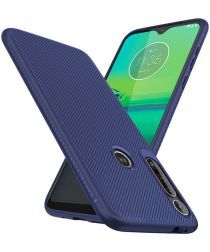 Geen Motorola One Macro Twill Slim Texture Back Cover Blauw