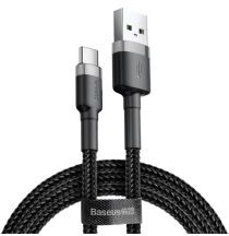 Baseus Gevlochten USB Type C Kabel 2 Meter 2A Zwart Grijs