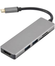 Geen Universele 5-in-1 USB-C Adapter (Micro)SD / USB  HDMI Grijs