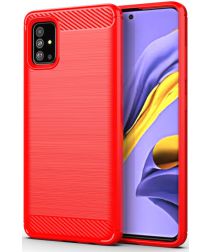 Selected by GSMpunt.nl Samsung Galaxy A51 Hoesje Geborsteld TPU Rood